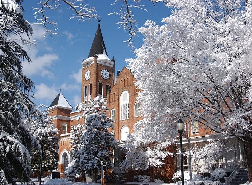 Converse campus covered in snow